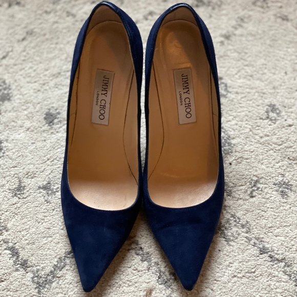 Jimmy Choo Shoes - Jimmy Choo Navy Suede Heels